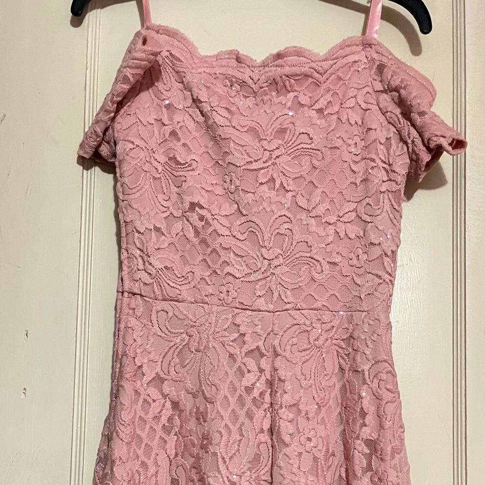 PINK SPARKLE OFF THE SHOULDER DRESS